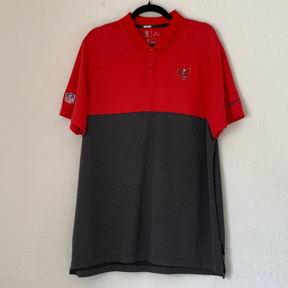 Nike NFL Tampa‎ Bay Buccaneers Polo Men XL Red Dri-FIT Onfield Football Tailgate